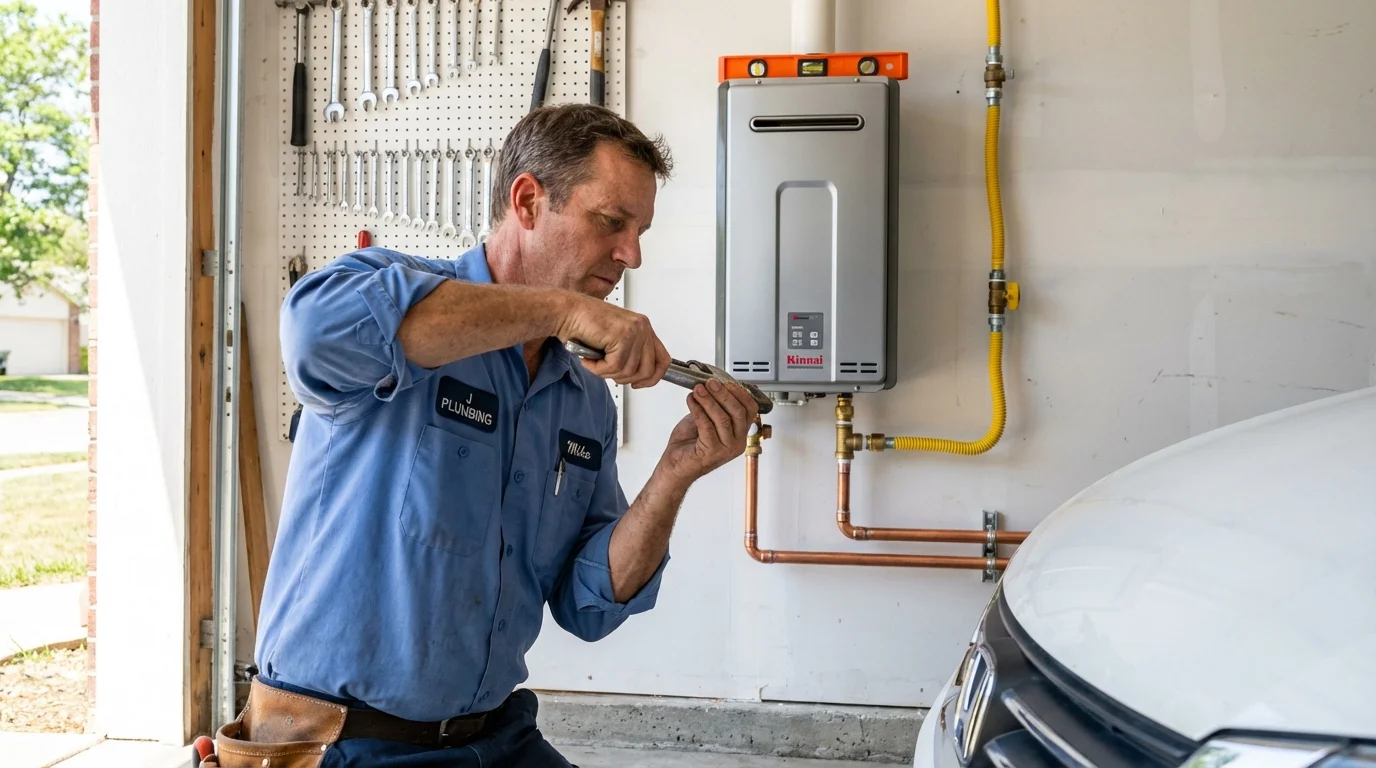 Tankless water heater installation by a Johns Plumbing LLC plumber in Trinity
